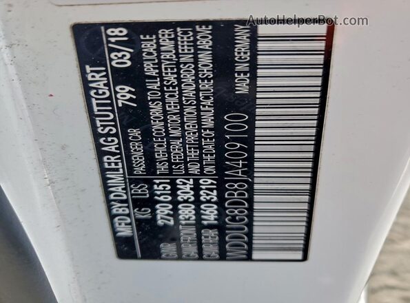 WDDUG8DB8JA409100 2018 MERCEDES-BENZ S White 