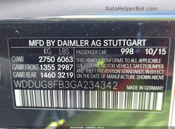 WDDUG8FB3GA234342 2016 MERCEDES-BENZ S-CLASS White Engine compartment view