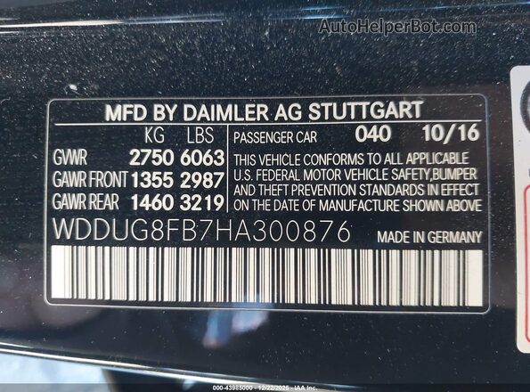 WDDUG8FB7HA300876 2017 MERCEDES-BENZ S-CLASS Black Вид підкапотного простору