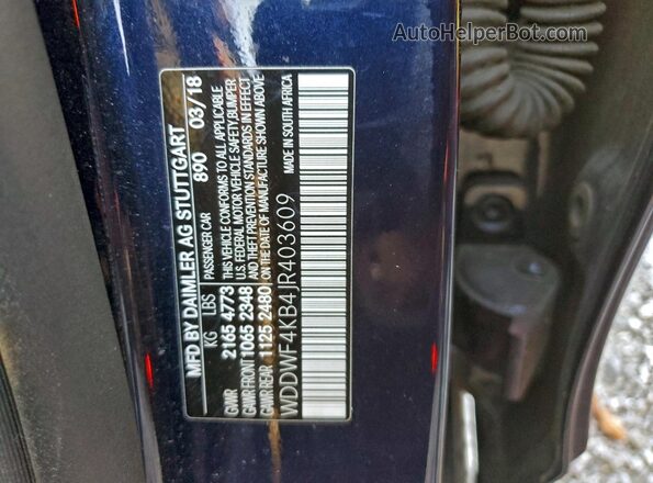 WDDWF4KB4JR403609 2018 MERCEDES-BENZ C-CLASS Blue 
