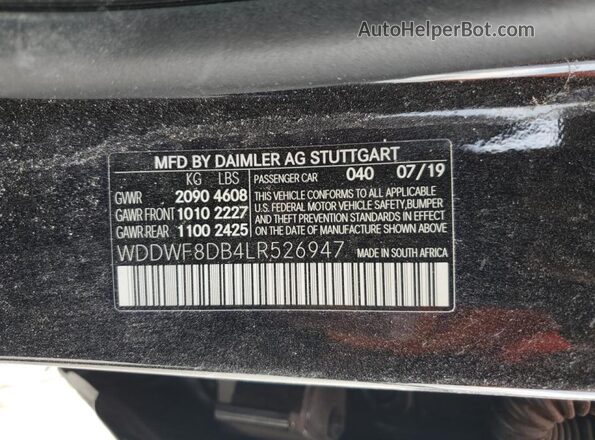 WDDWF8DB4LR526947 2020 MERCEDES-BENZ C Black Вид підкапотного простору
