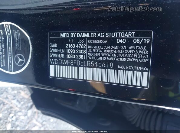 WDDWF8EB5LR545618 2020 MERCEDES-BENZ C-CLASS Черный Вид подкапотного пространства