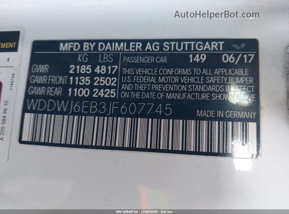 WDDWJ6EB3JF607745 2018 MERCEDES-BENZ AMG C 43 White ძრავის განყოფილების ხედი