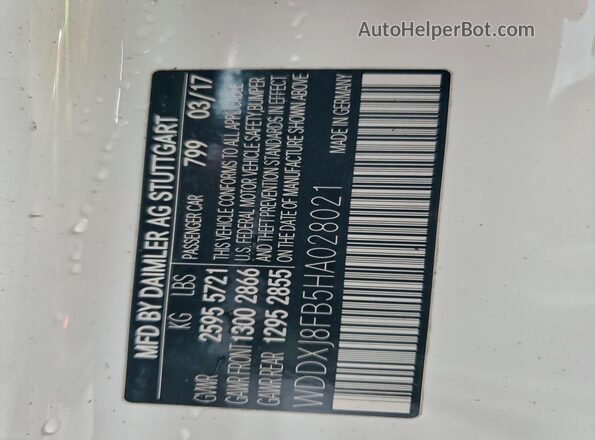 WDDXJ8FB5HA028021 2017 MERCEDES-BENZ S White 