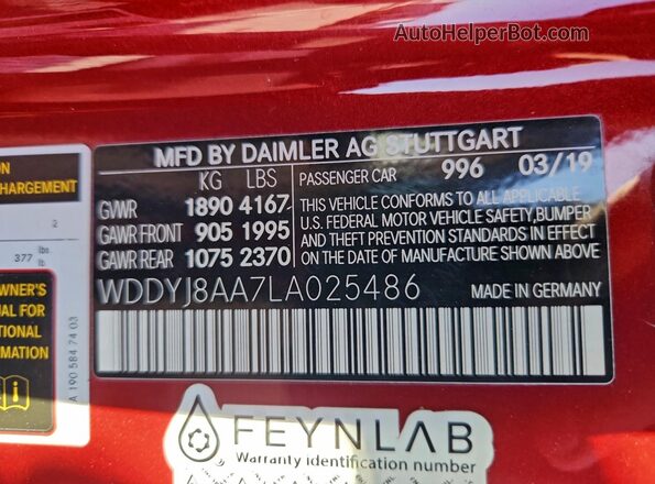WDDYJ8AA7LA025486 2020 MERCEDES-BENZ AMG Red Вид підкапотного простору