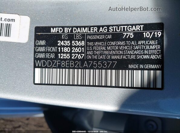 WDDZF8EB2LA755377 2020 MERCEDES-BENZ E-CLASS Silver Շարժիչի բաժամունքի տեսք