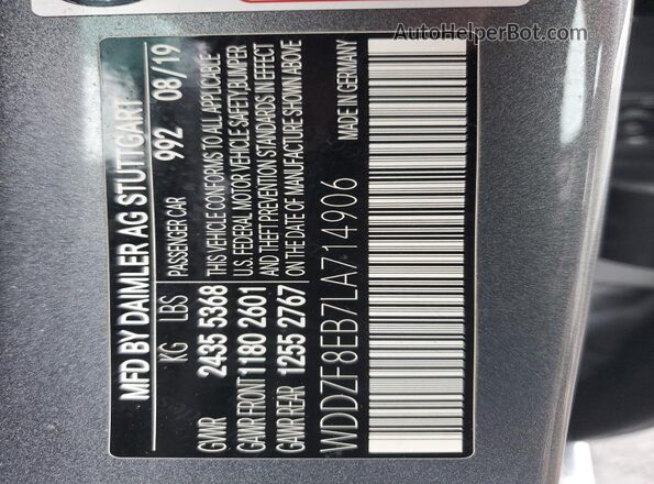 WDDZF8EB7LA714906 2020 MERCEDES-BENZ E Silver ძრავის განყოფილების ხედი