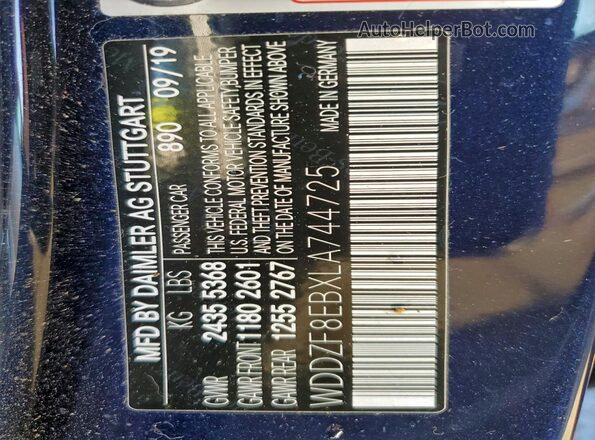 WDDZF8EBXLA744725 2020 MERCEDES-BENZ E Синий Вид подкапотного пространства