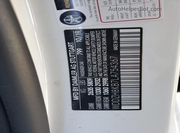 WDDZH8KB7LA754367 2020 MERCEDES-BENZ E White Շարժիչի բաժամունքի տեսք