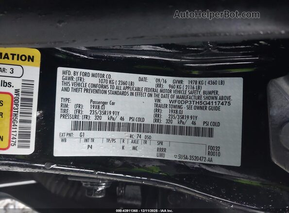WF0DP3TH5G4117475 2016 FORD FOCUS RS Black Вид підкапотного простору