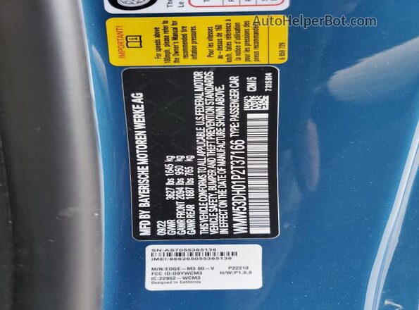 WMW53DH01P2T37166 2023 MINI COOPER Blue 