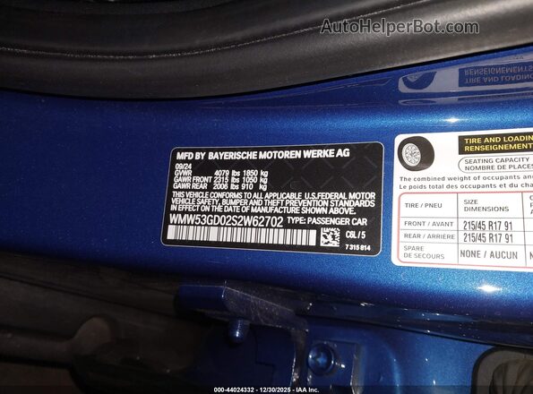 WMW53GD02S2W62702 2025 MINI HARDTOP Blue Engine compartment view