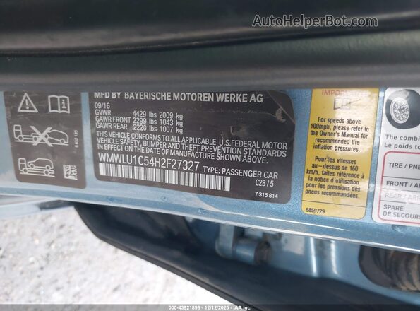 WMWLU1C54H2F27327 2017 MINI CLUBMAN Blue Շարժիչի բաժամունքի տեսք