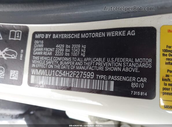 WMWLU1C54H2F27599 2017 MINI CLUBMAN Tan Շարժիչի բաժամունքի տեսք