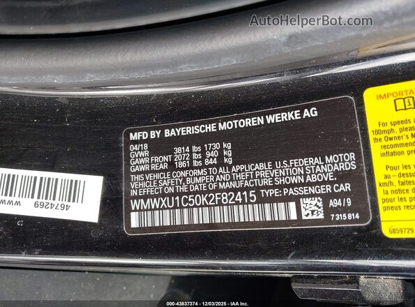 WMWXU1C50K2F82415 2019 MINI HARDTOP Black Engine compartment view