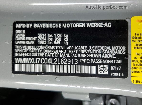 WMWXU7C04L2L62913 2020 MINI COOPER Gray 