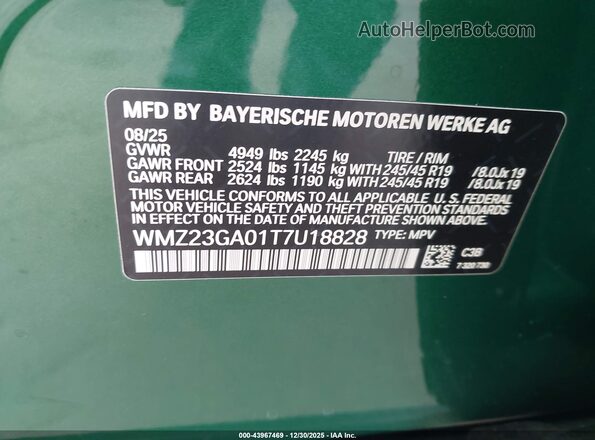 WMZ23GA01T7U18828 2026 MINI COUNTRYMAN Green Вид підкапотного простору