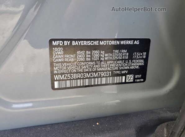 WMZ53BR03M3M79031 2021 MINI COOPER Gray 