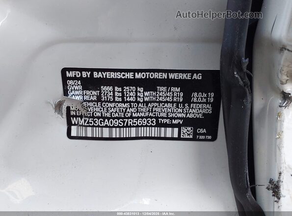 WMZ53GA09S7R56933 2025 MINI SE COUNTRYMAN White Вид підкапотного простору