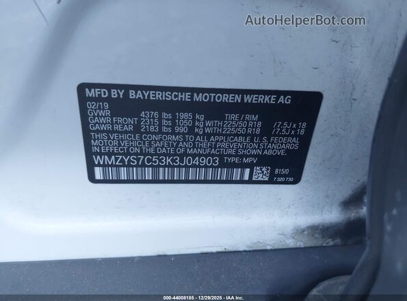 WMZYS7C53K3J04903 2019 MINI COUNTRYMAN Белый Вид подкапотного пространства