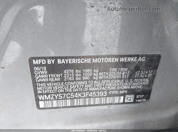 WMZYS7C54K3F45393 2019 MINI COUNTRYMAN Gray Vista del compartimento del motor