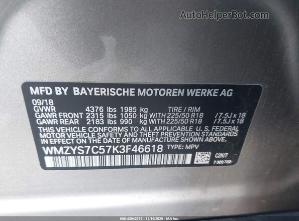 WMZYS7C57K3F46618 2019 MINI COUNTRYMAN Серый Вид подкапотного пространства