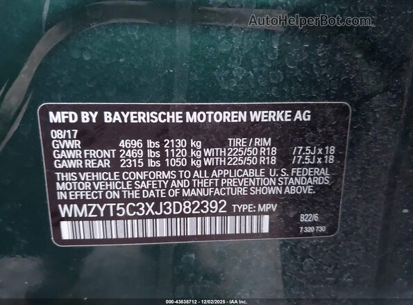 WMZYT5C3XJ3D82392 2018 MINI COUNTRYMAN Green Widok komory silnika