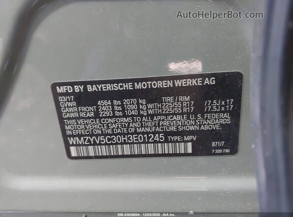 WMZYV5C30H3E01245 2017 MINI COUNTRYMAN Gray Widok komory silnika