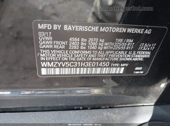WMZYV5C31H3E01450 2017 MINI COUNTRYMAN Gray Vista del compartimento del motor