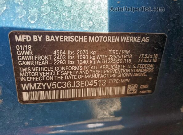 WMZYV5C36J3E04513 2018 MINI COOPER Blue 