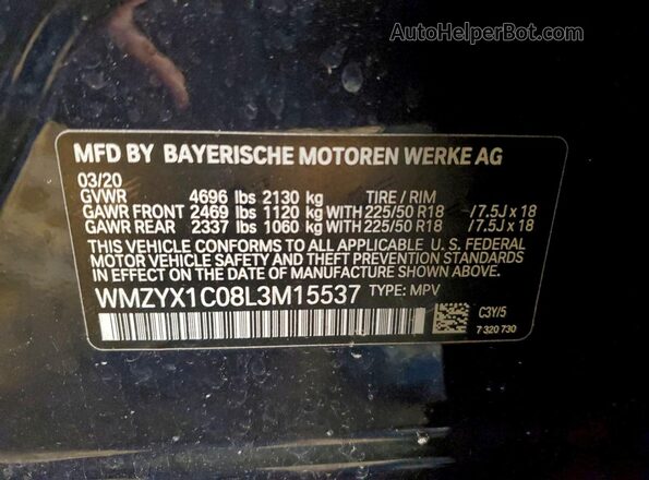 WMZYX1C08L3M15537 2020 MINI COOPER Blue Շարժիչի բաժամունքի տեսք