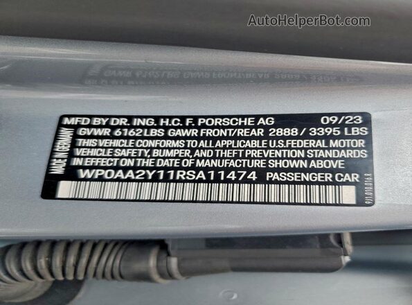 WP0AA2Y11RSA11474 2024 PORSCHE TAYCAN Silver Vista del compartimento del motor