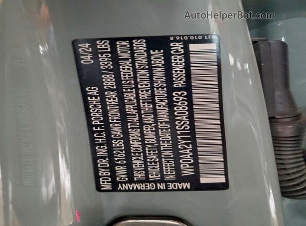WP0AA2Y11SSA08693 2025 PORSCHE TAYCAN Blue VIN sticker view