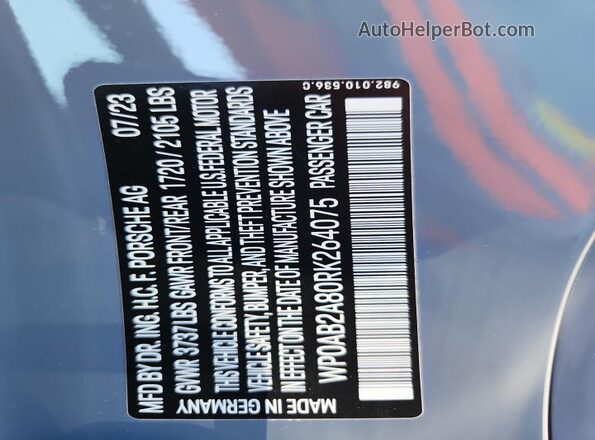 WP0AB2A80RK264075 2024 PORSCHE CAYMAN Gray 