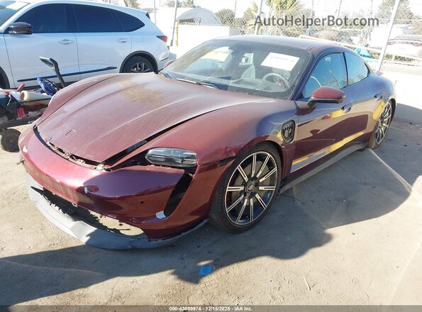 WP0AB2Y16NSA45160 2022 PORSCHE TAYCAN Maroon Առջևի ձախ երեք քառորդ տեսարան