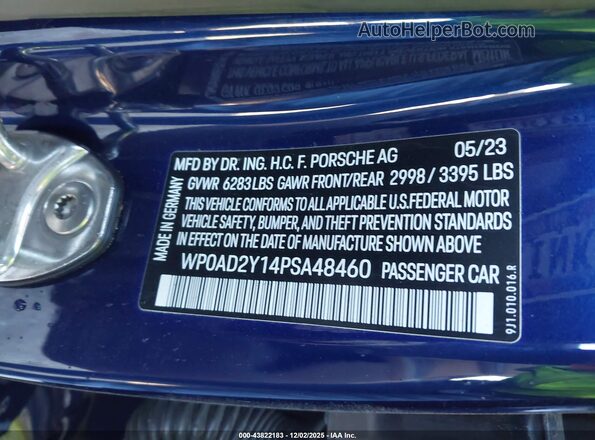 WP0AD2Y14PSA48460 2023 PORSCHE TAYCAN Blue Вид підкапотного простору