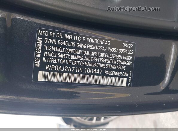 WP0AJ2A71PL100447 2023 PORSCHE PANAMERA Gray Vista del compartimento del motor