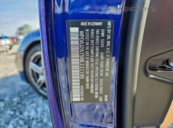 WP0AJ2A75ML111186 2021 PORSCHE PANAMERA Blue Շարժիչի բաժամունքի տեսք