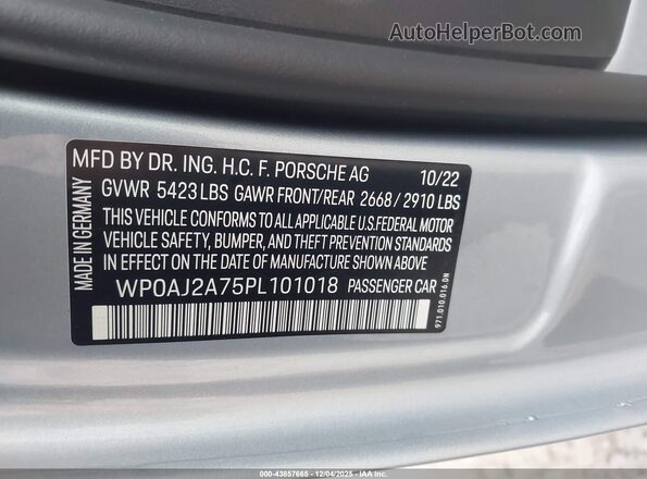 WP0AJ2A75PL101018 2023 PORSCHE PANAMERA Blue ძრავის განყოფილების ხედი
