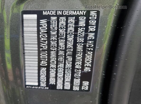 WP0AJ2A7XPL100740 2023 PORSCHE PANAMERA Gray VIN კოდის სტიკერის ხედი