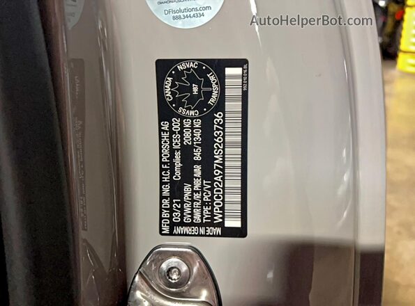 WP0CD2A97MS263736 2021 PORSCHE 911 Двухцветный Вид задних сидений