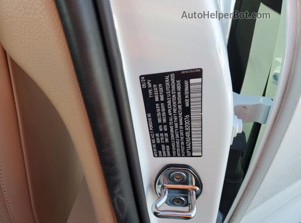 WP1AA2A54RLB20076 2024 PORSCHE MACAN White VIN კოდის სტიკერის ხედი