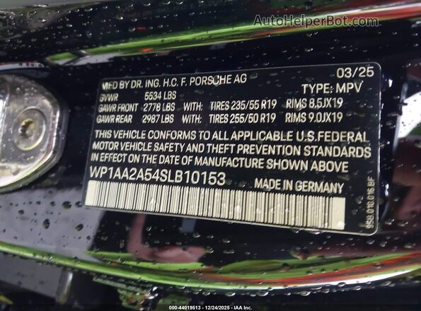 WP1AA2A54SLB10153 2025 PORSCHE MACAN Black Вид підкапотного простору