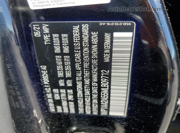 WP1AA2A55MLB09712 2021 PORSCHE MACAN Black VIN կոդի պիտակի տեսք