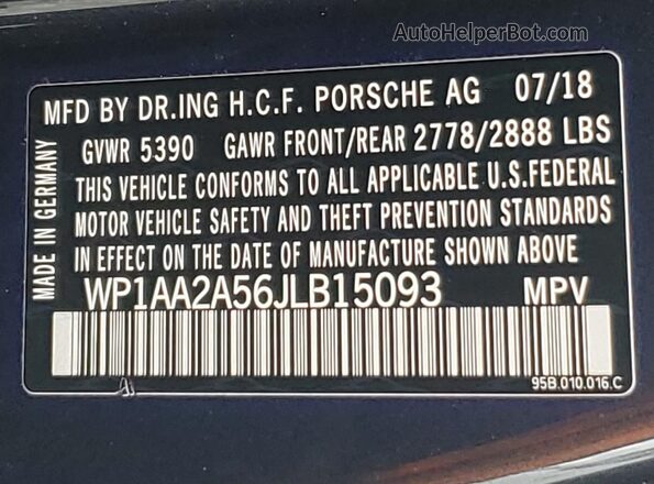 WP1AA2A56JLB15093 2018 PORSCHE MACAN Charcoal 