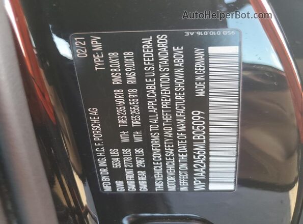 WP1AA2A56MLB05099 2021 PORSCHE MACAN Black VIN կոդի պիտակի տեսք