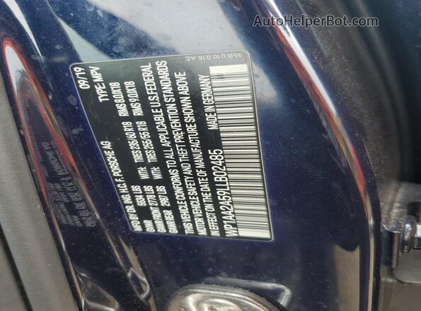 WP1AA2A59LLB02485 2020 PORSCHE MACAN Blue VIN կոդի պիտակի տեսք