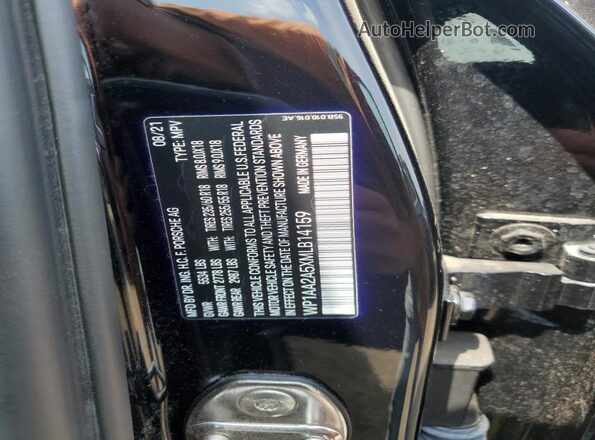 WP1AA2A5XMLB14159 2021 PORSCHE MACAN Black Widok komory silnika