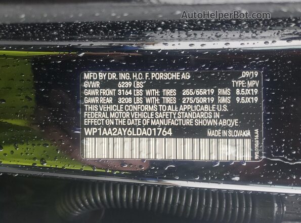 WP1AA2AY6LDA01764 2020 PORSCHE CAYENNE Black Панорамний вид салону 360°