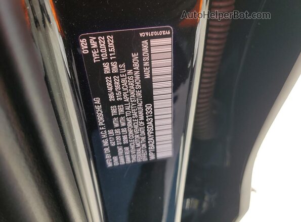 WP1BA2AY9SDA31330 2025 PORSCHE CAYENNE Черный Вид наклейки с VIN-кодом